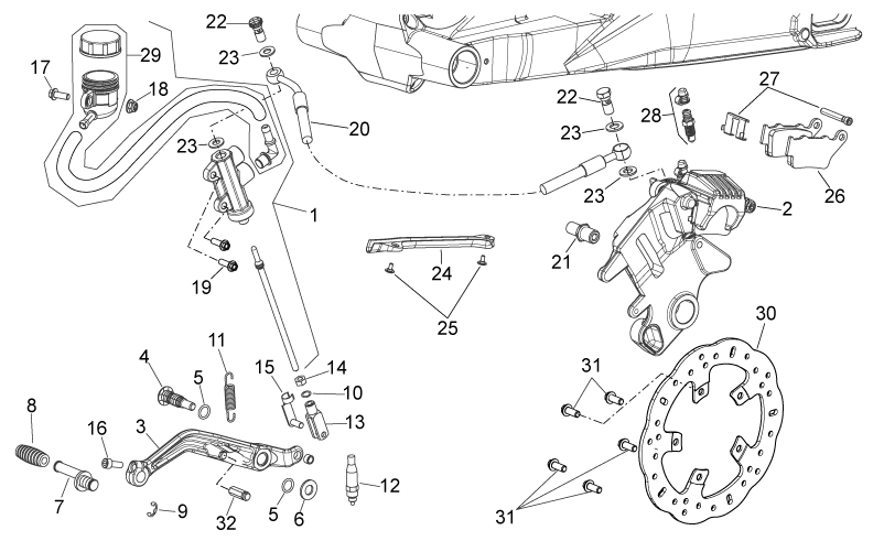 Brake m.cyl,. w/ reservoir