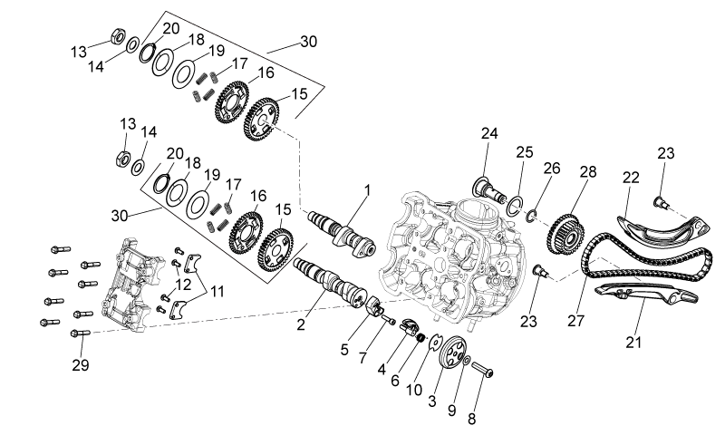Camshaft dual gear