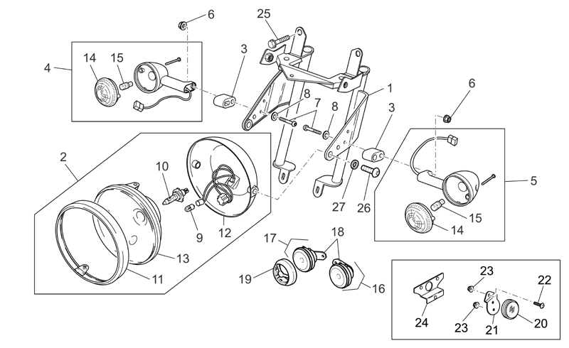 RH front/LH rear turn indic.