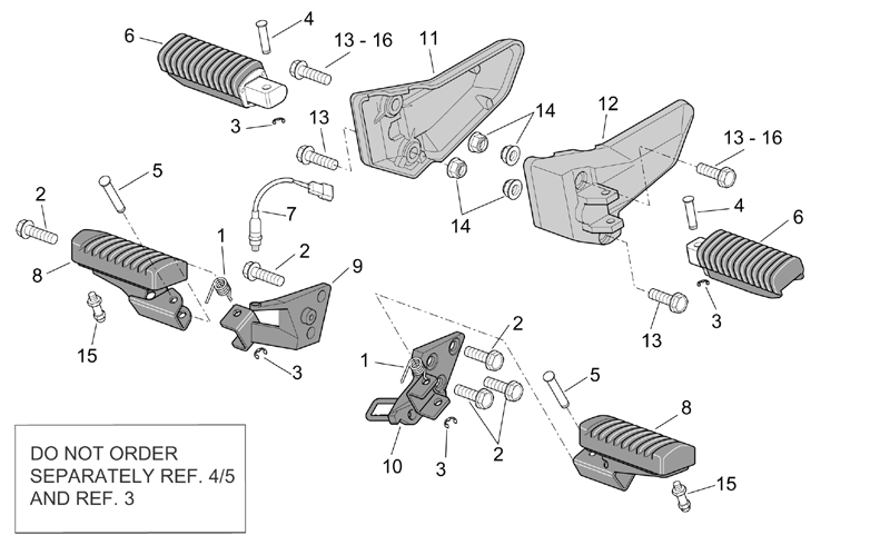 RH front footrest bracket