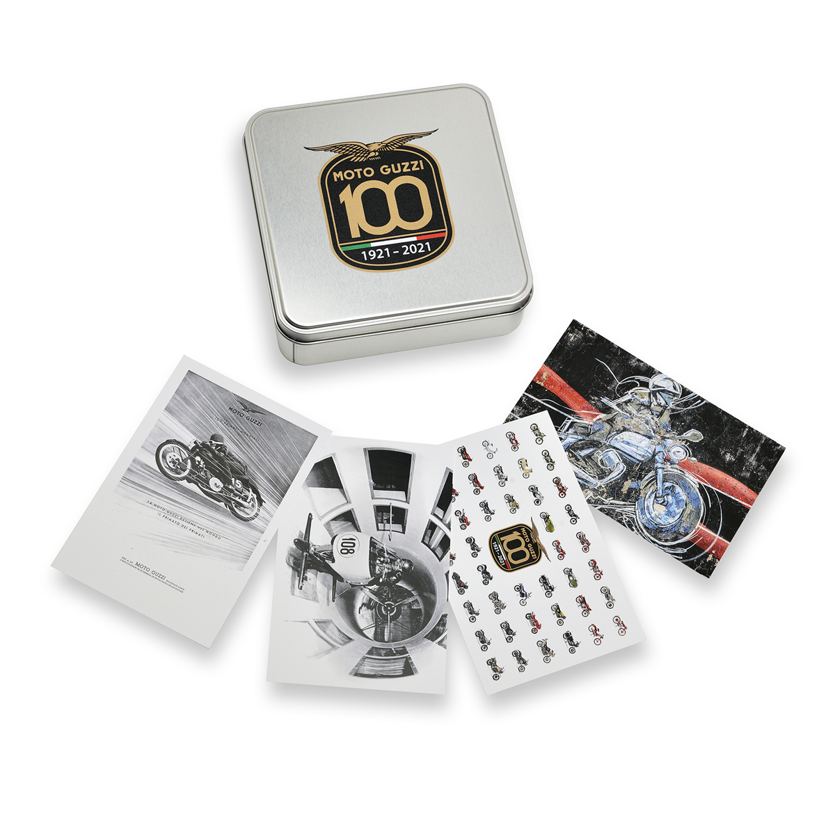 KIT WITH BOX AND CELEBRATIVE MOTO GUZZI 100TH ANNIVERSARY POSTCARDS - 607709M