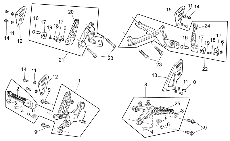 Rear footrest, LH