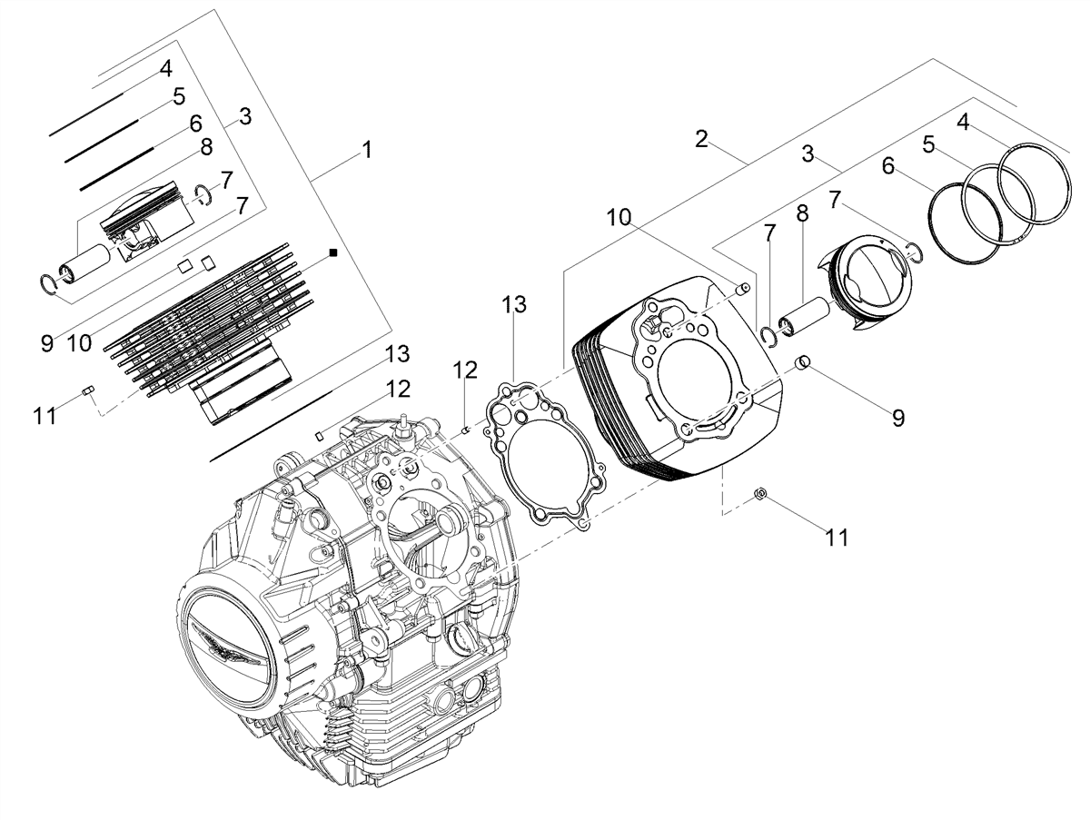 Cylinder with piston assy., RH