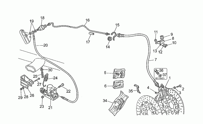 LH Front brake caliper, gold