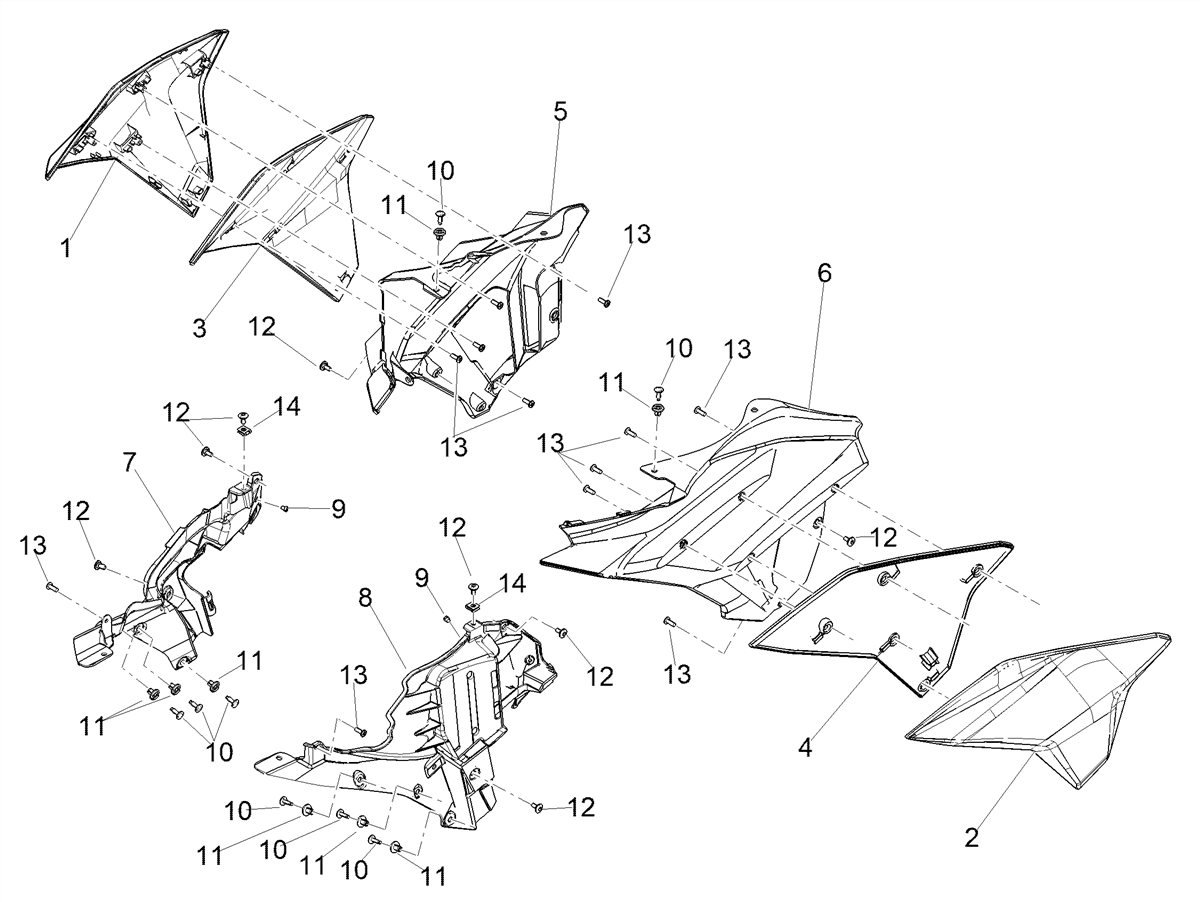 RH internal fairing, black