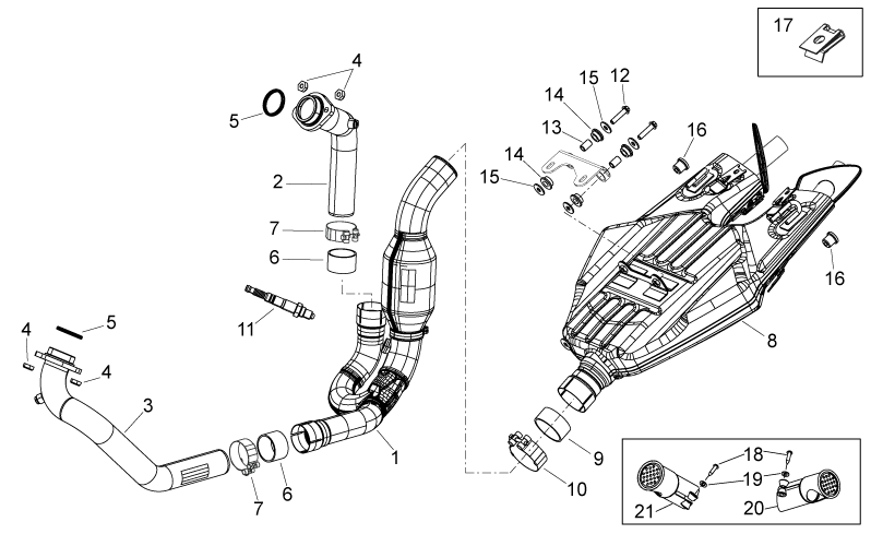 Rear exhaust pipe