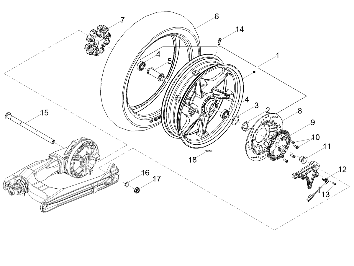 Rear wheel rim