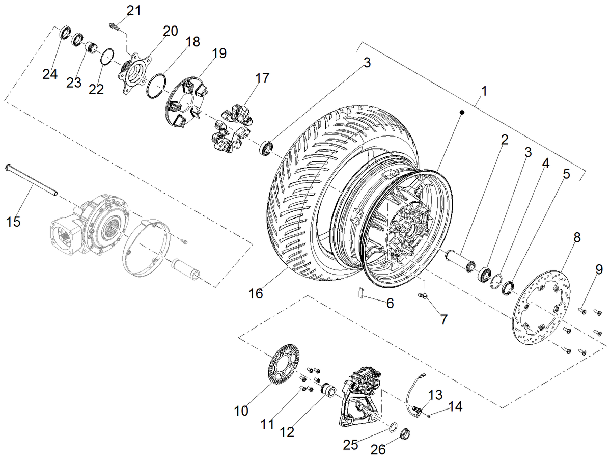 Rear wheel rim