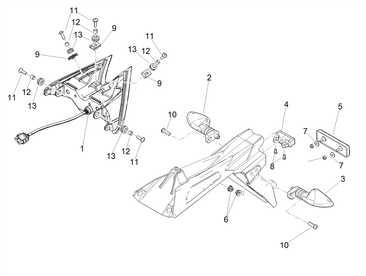 Right rear and left front turn indicators