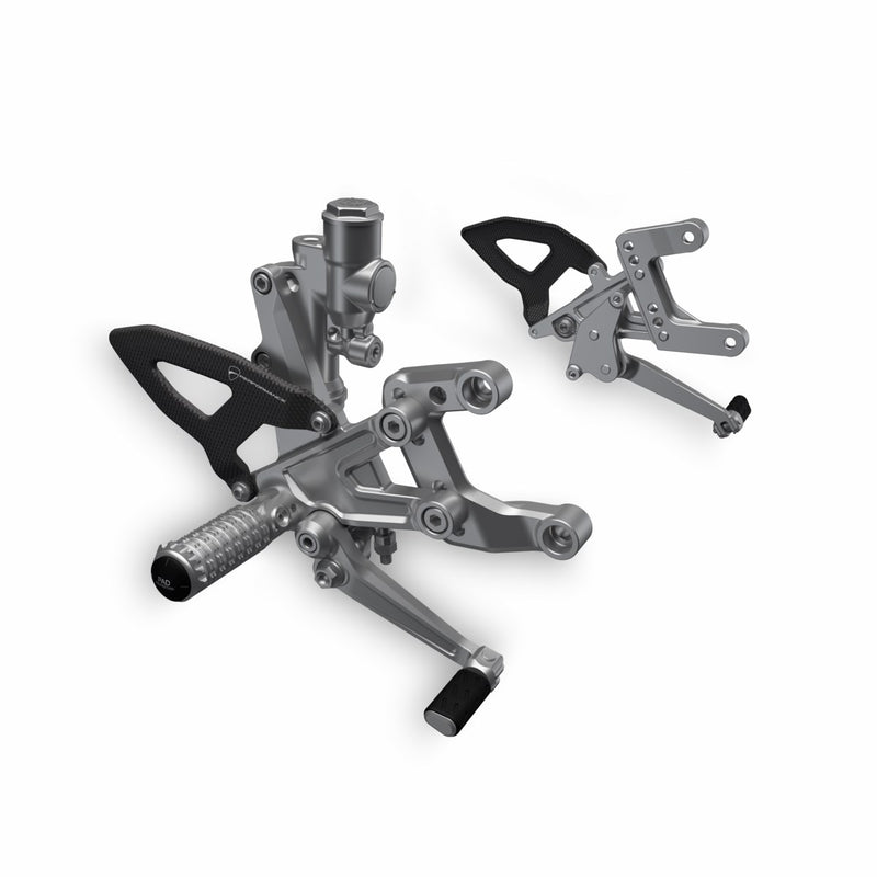 Adjustable rider footpegs in aluminium.