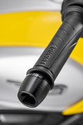 Billet aluminium handlebar balancing weights.