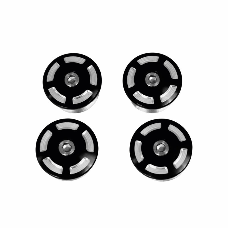 Billet aluminium frame plugs.