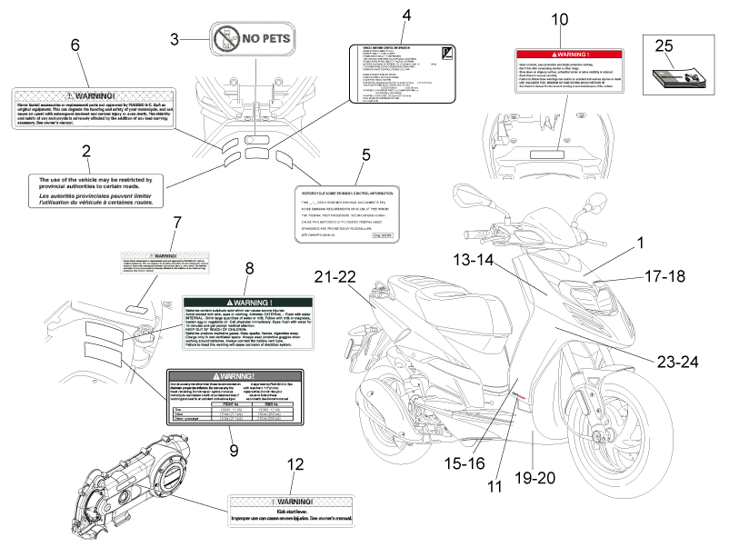 Left under-footrest decal "aprilia"