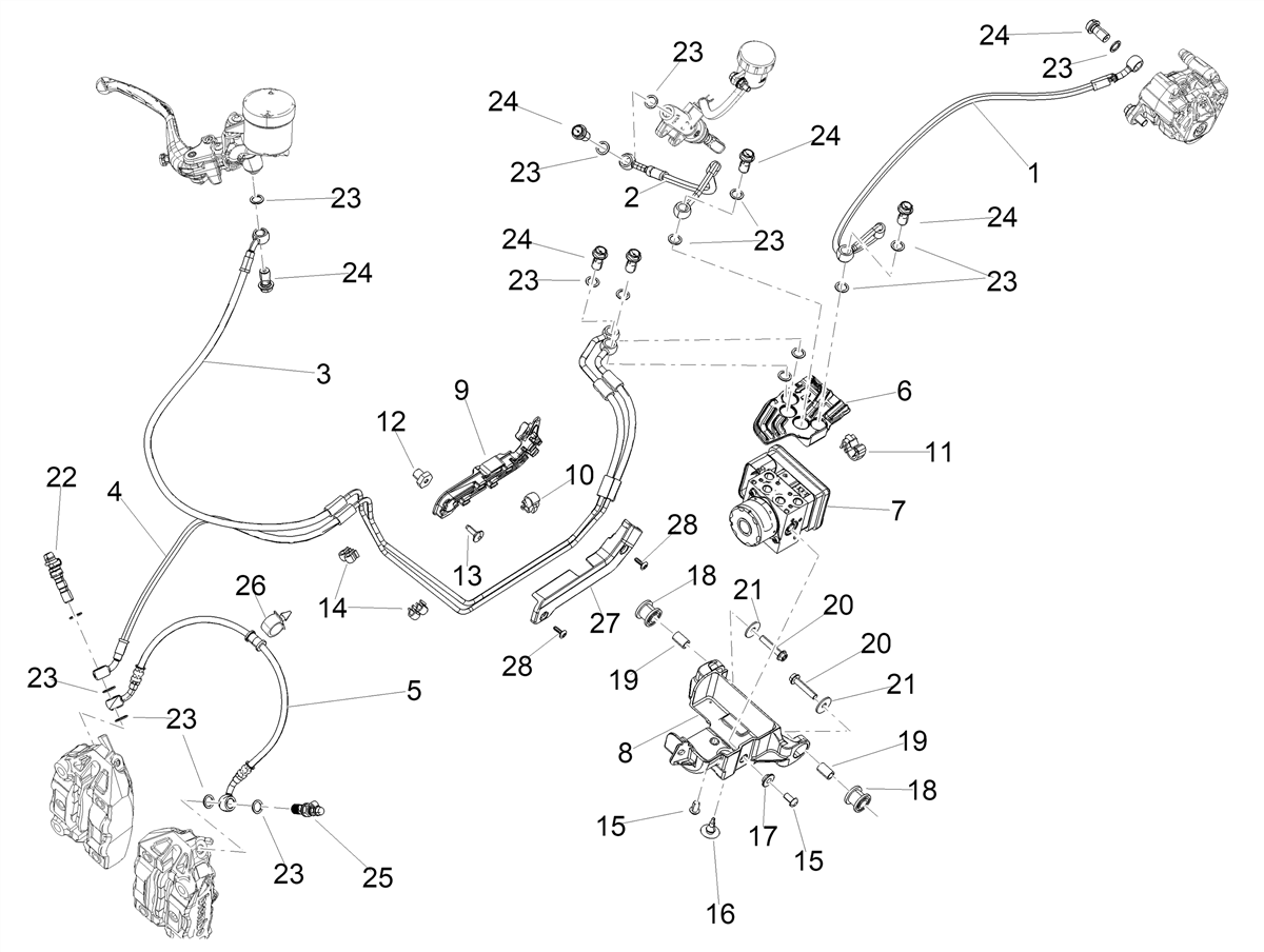 Front brake pipe pump-Hecu ABS