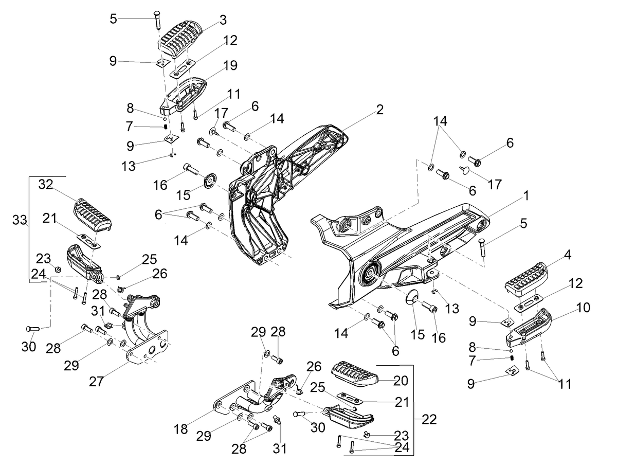 LH front footrest bracket