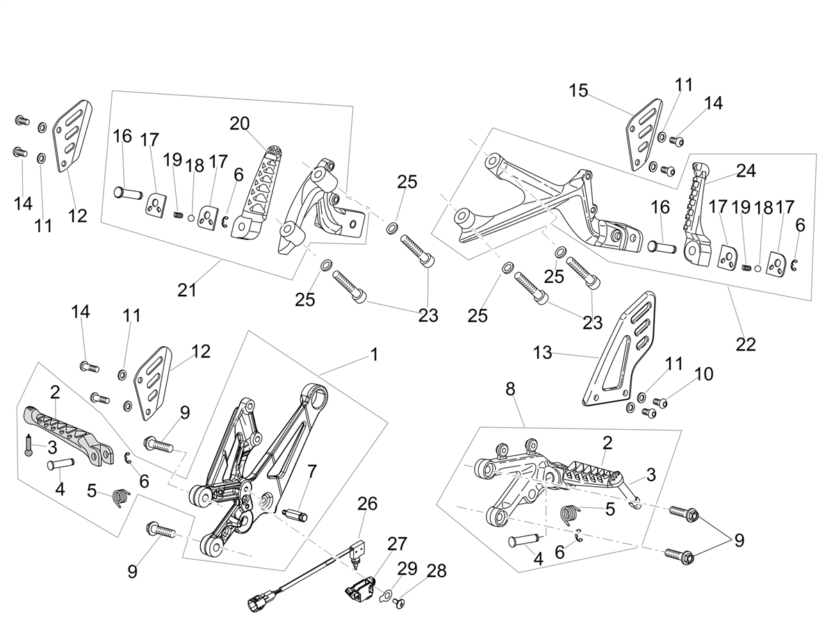 Rear footrest, LH