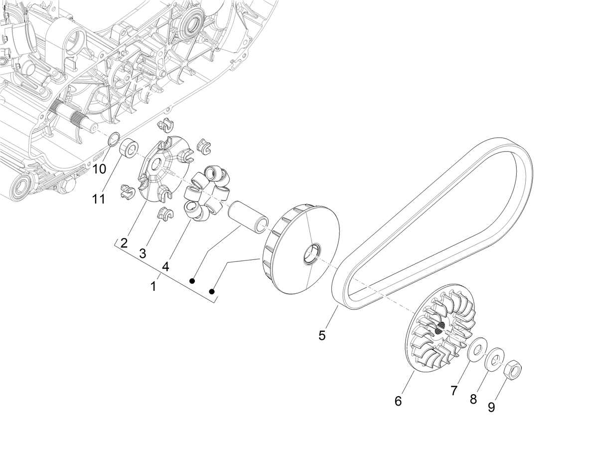 Fixed driving half pulley