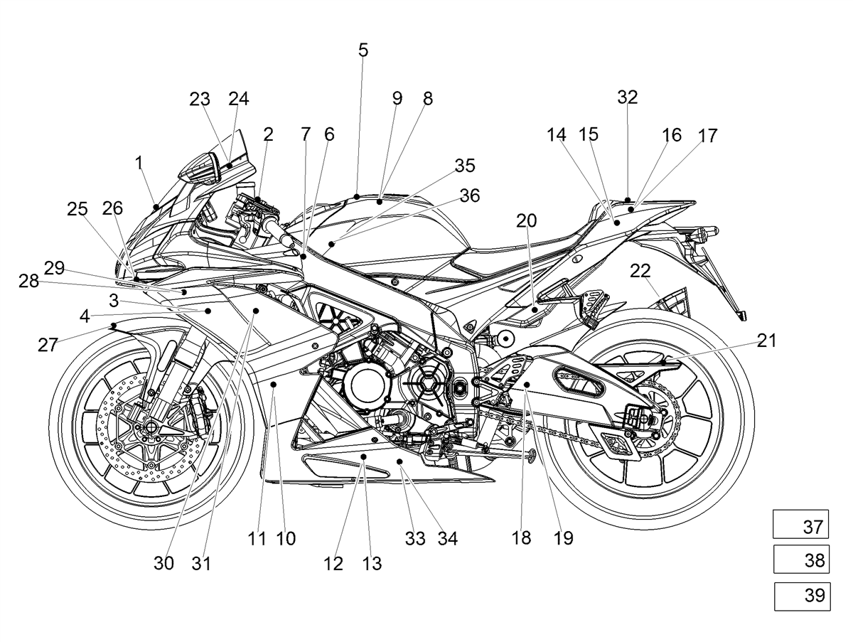 Sticker right side fairing "RSV4"