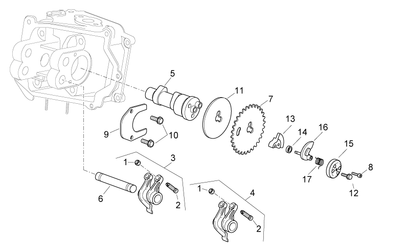 Camshaft axle with U.P.