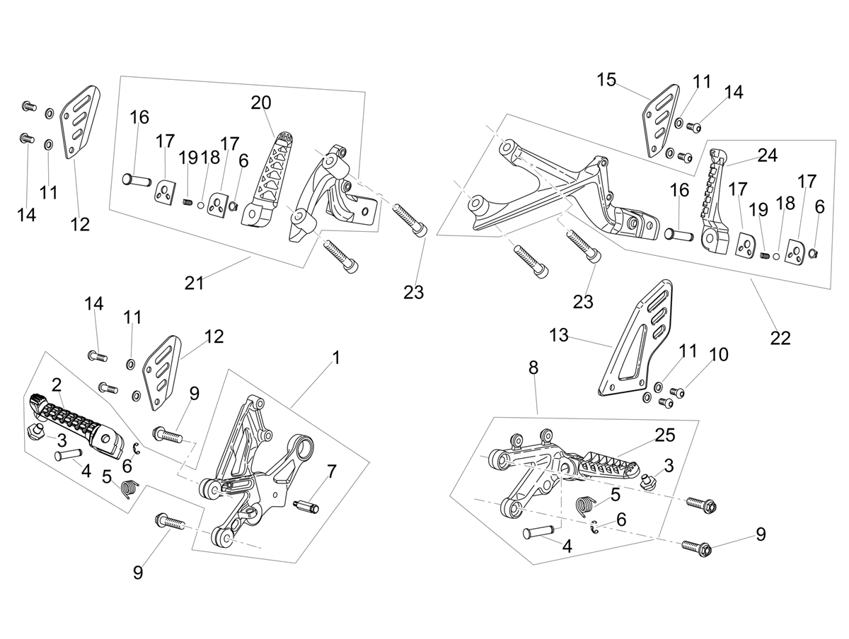 RH front footrest bracket