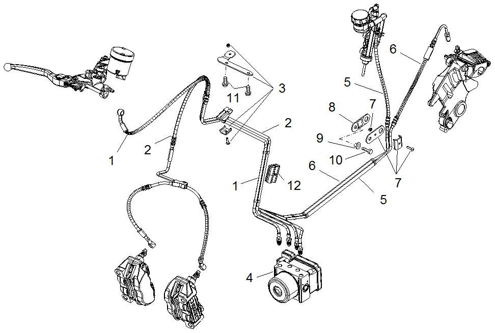 Rear brake pipe pump-Hecu ABS