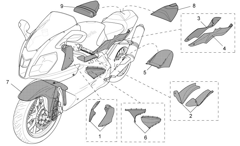Front mudguard, white carb.Radial