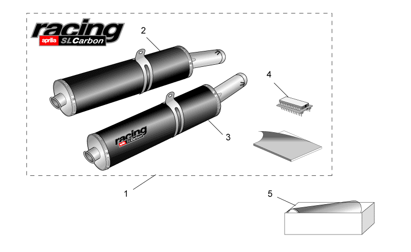 RH silencer+supp.clamp Slcarb.