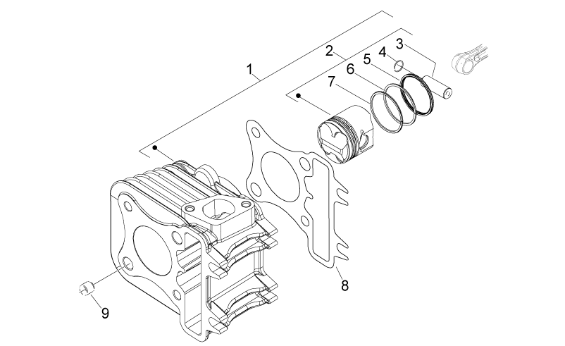 Cylinder with piston