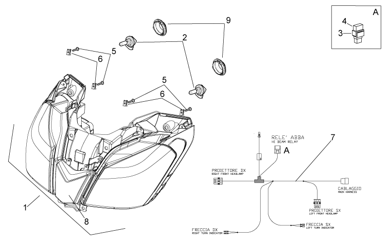Headlight wiring w/harness