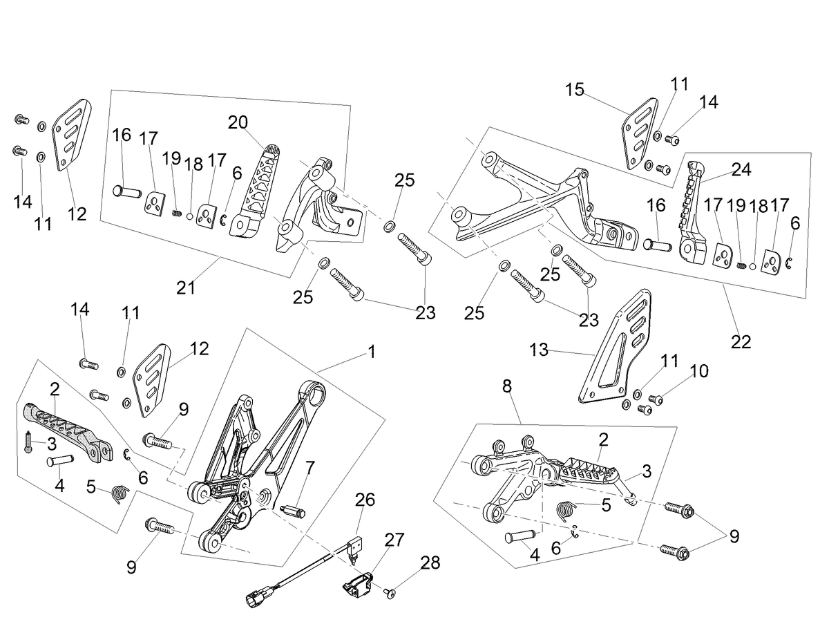 RH front footrest bracket
