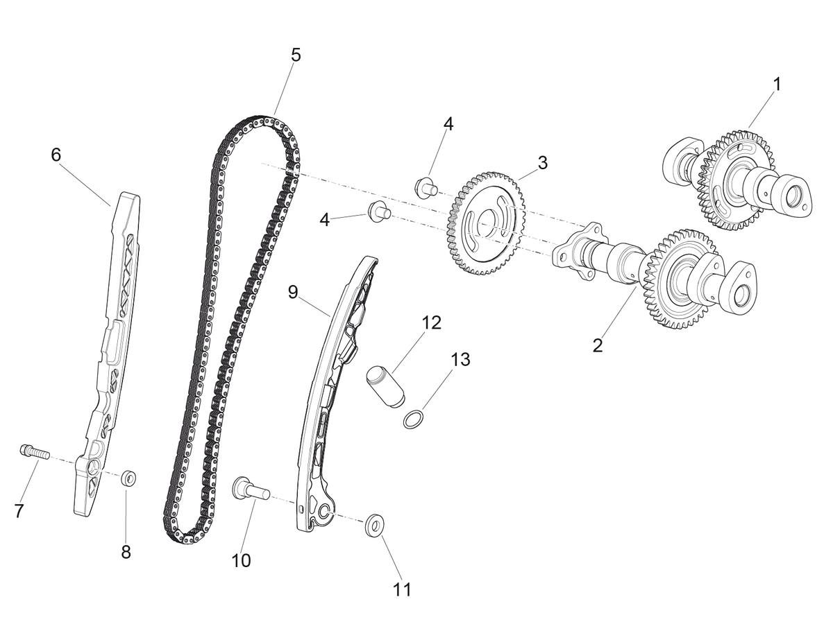 Rear intake camshaft