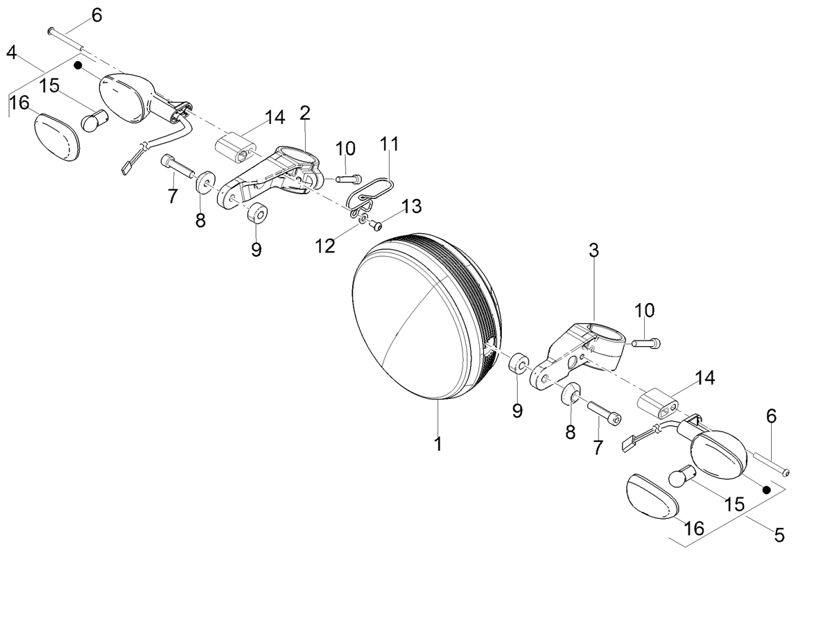 Left rear and right front turn indicators