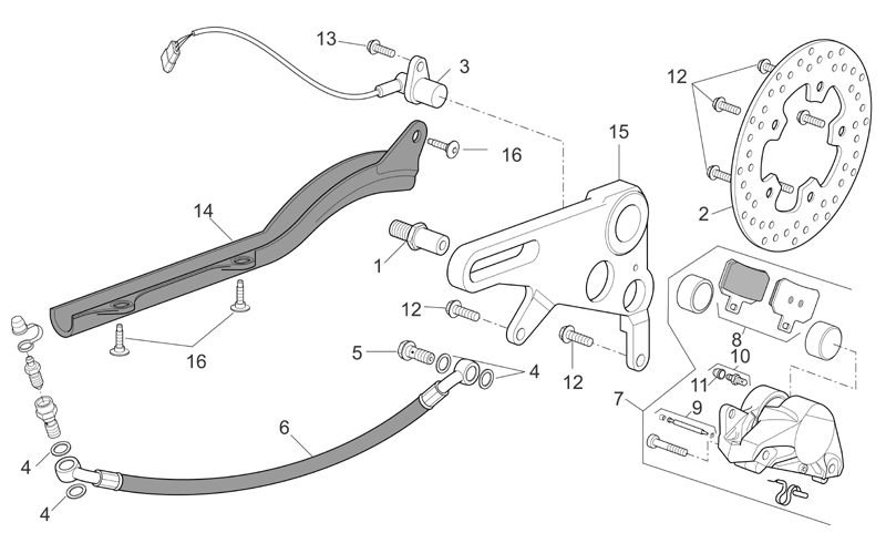 Rear brake hose support