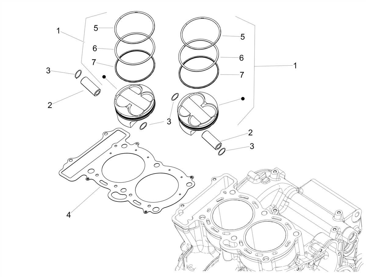 Complete piston assembly "X"