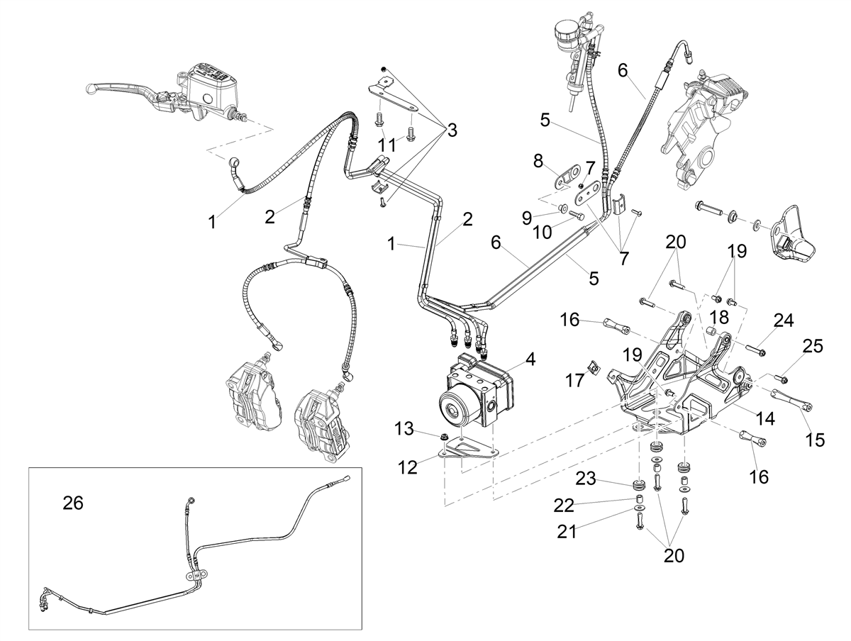 Brake master cylinder-HECU pipe