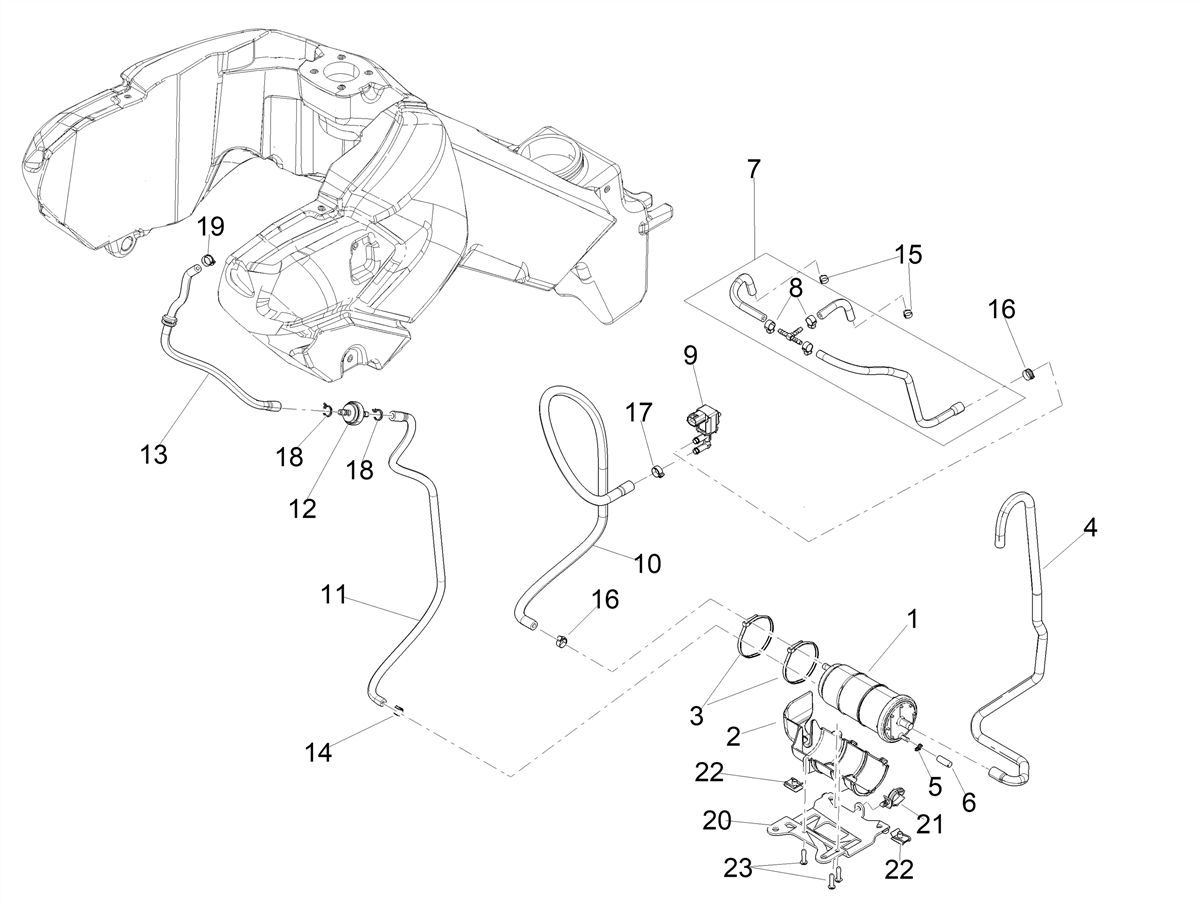 Valve-tank pipe