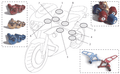 Rear footrests, pair Ergal-Red
